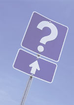 Road sign with a question mark